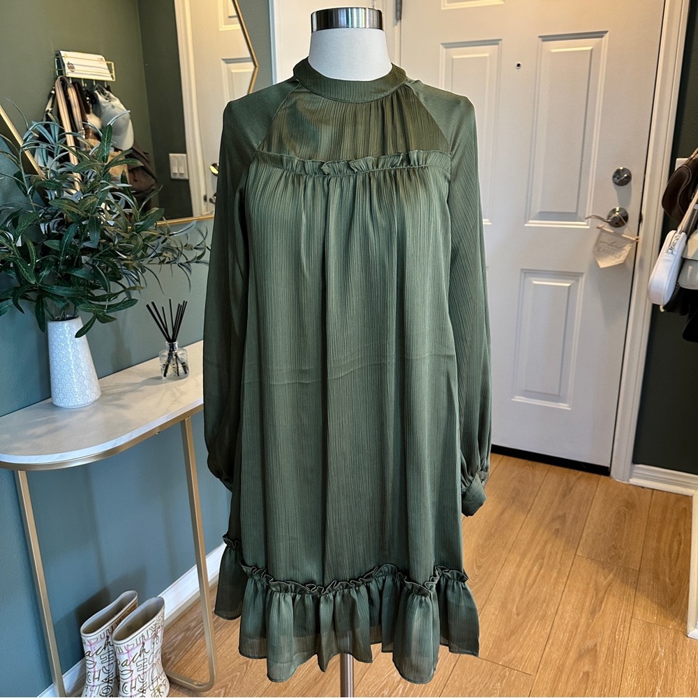 Olive Green Long Sleeve Dress